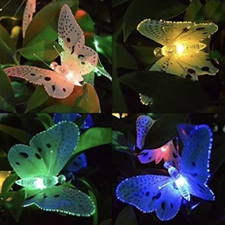 Solcelle lyskæde med sommerfugle - 12 lys